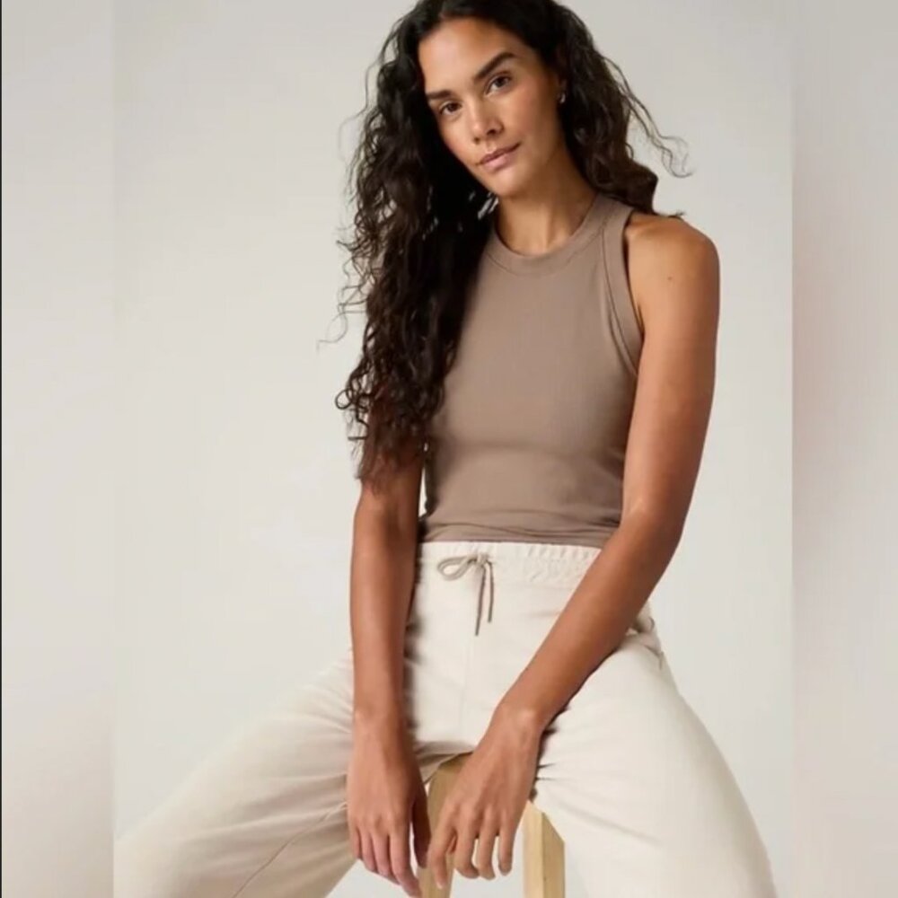 EUC ATHLETA Seasoft Mid-Rise Straight Crop Pant 982929 in Abalone Ivory Grey XL - Picture 2 of 15